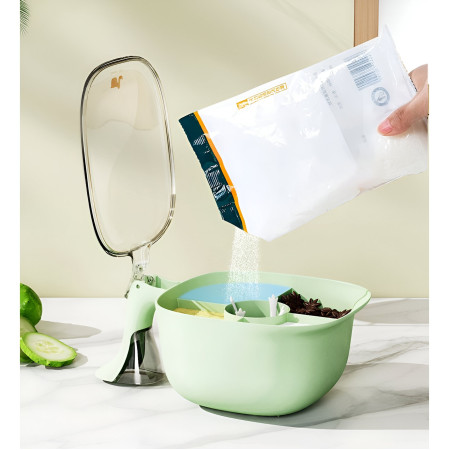 Cutie de Depozitare a Condimentelor, Cyrax, de Uz Casnic, cu Maner Stabil, cu Capac, 4 Compartimente Principale, 21 x 14 x 10 cm, Verde