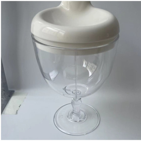 Pahar din Plastic Transparent cu Picior, Cyrax, pentru Copii, 14 x 7.7 cm, cu Cioc Antiscurgere, + 3 Ani, Fara Maner, Alb