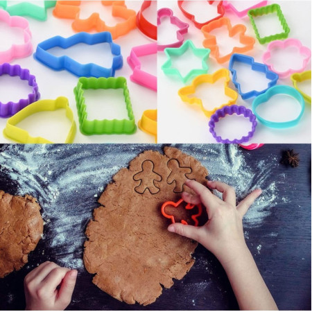 Set 12 forme pentru prajituri Cyrax, material polipropilena, diverse forme, pentru orice ocazie,  adancime 1.6 cm, 23.3 x 33.5 x 1.8 cm, multicolor