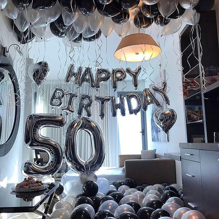 Balon din Folie Metalizata Cyrax, Figurina Cifra, Tema Aniversare 40 cm, Ambalaj Individual, Pai inclus, Umflare cu Aer sau Heliu, Argintiu, Cifra 5