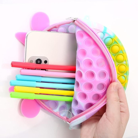 Jucarie antistres din silicon Cyrax, Pop it Now and Flip It ,Geanta ,Multicolor