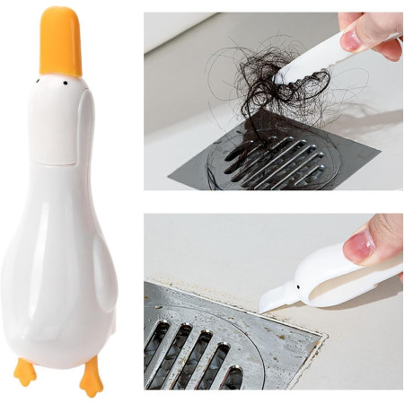 Cleste Multifunctional,  2in1, Cleste pentru Parul Cazut si Mini Racleta pentru Depuneri, din ABS, Model Rata, Alb