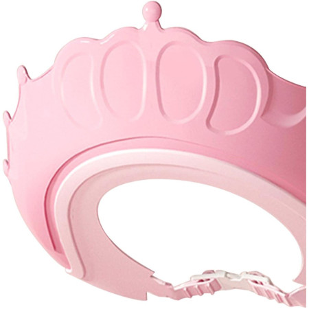 Cyrax Viziera de Protectie Baie Pentru Copii, Fippy, Model Coronita, Dimensiune ajustabila, Durabil, Usor de curatat, Impotriva Samponului, pentru Ochi si Urechi, TPE+PP, 24x22 cm, Roz