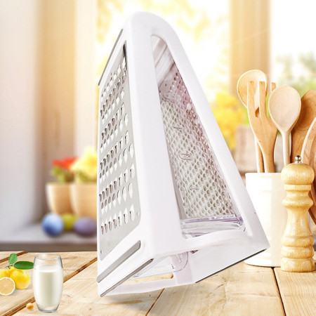 Razatoare de bucatarie cu cutie colectoare Cyrax, doua tipuri de lame, carcasa inox si ABS, design practic, alb