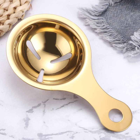 Cyrax Separator de oua, separa albusul de galbenus, inox, usor de folosit, 14x7.5 cm, auriu