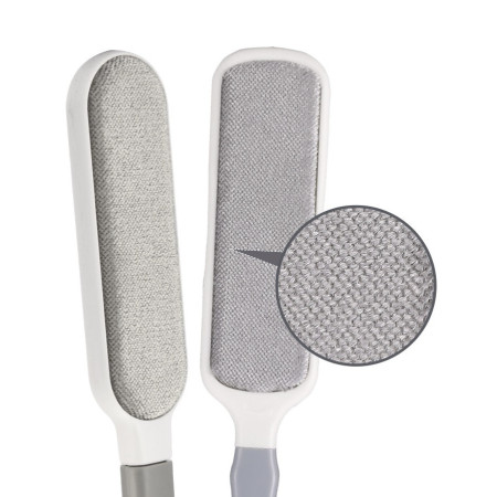 Perie Electrostatica,  Pentru Curatarea Parului de pe Haine si Tapiterii, 2 Fete, Autocuratare, 33 x 7.5 cm, Gri