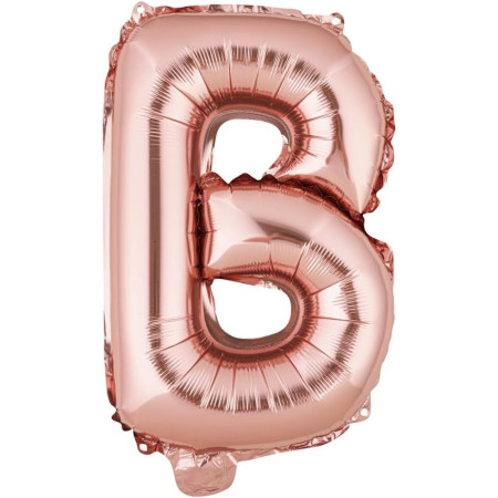 Balon Folie Metalizata Litera B, Cyrax, 40 cm, Umflati cu Heliu sau Aer, Ambalaj Individual, Pai inclus, Rose Gold