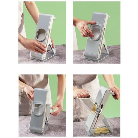 Feliator de Legume Multifunctional, Cyrax, Taieturi Diferite, Razatoare pentru Bucatarie, Taietor de Cartofi, Presa Manuala, Pliabila, Extensibila, PP PET, 23.5x9.5x5.5 cm, Alb