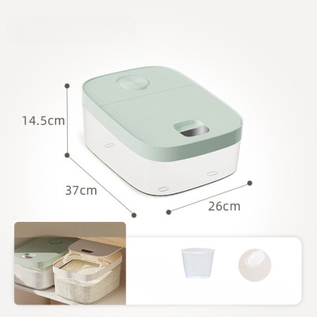 Cutie de Depozitare Cyrax, de Uz Casnic, Rezistentă la Insecte și la Umiditate, Rezervor Sigilat pentru Depozitare Alimentară, Capacitate 6 kg, 37 x 26 x 14.5cm, Verde