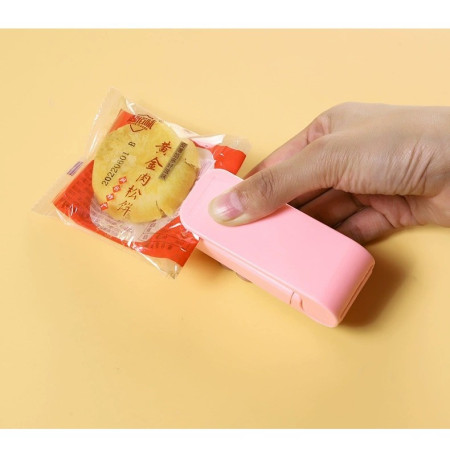 Mini Aparat de Sigilat Pungi cu Baterii, Cyrax, Etansare prin Caldura, Spate Magnetic, Portabil, 9.7x3 cm, Roz