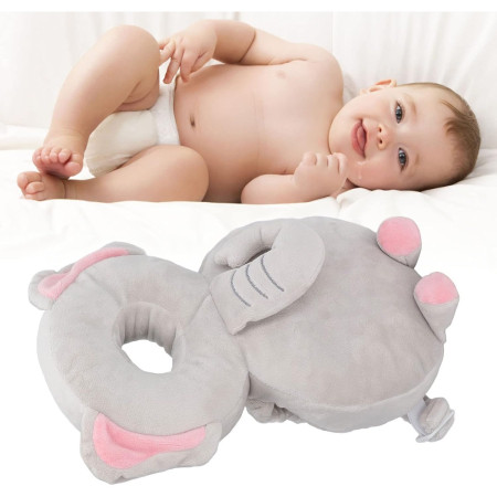 Perna tip Rucsac pentru Protectia Capului,  Tetiera tip Elefant de Plus, pentru Bebelusi, 33x6x19 cm, 180 g, Gri