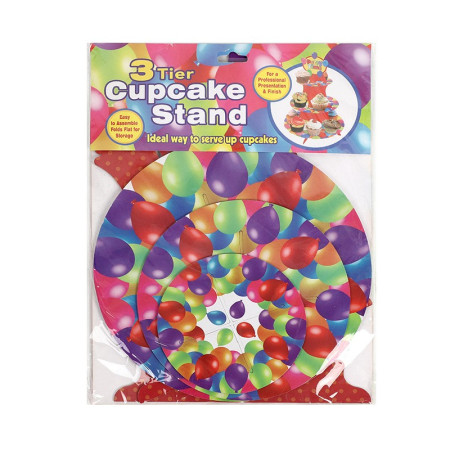 Suport Prajituri, Cyrax, 3 Etaje, Design de Petrecere, pentru Prajituri, Candy Bar, din Carton, Rosu/Multicolor