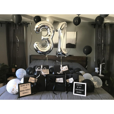 Balon din Folie Metalizata, Cyrax, Figurina Cifra, Tema Aniversare 80 cm, Ambalaj Individual, Pai inclus, Umflare cu Aer sau Heliu, Argintiu, Cifra 3