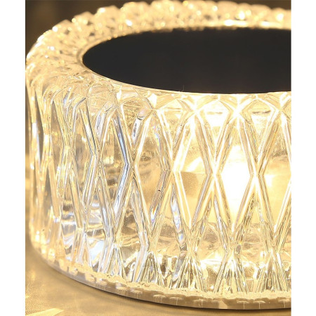 Lampa LED RGB 16,  3 Nivele de Intensitate, Incarcare USB, 3W, Cristal Acrilic, 6x12 cm, Telecomanda, Transparent