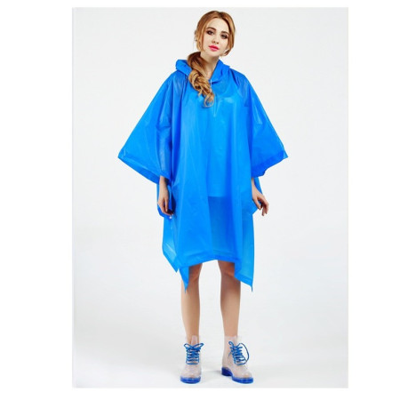Pelerina de Ploaie,  pentru Adulti, EVA, Tip Poncho, Impermeabila, Rezistenta la Vant, Capse Laterale, 160 g, Albastru