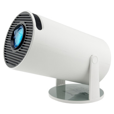 Video Proiector Portabil cilindric HY300,  Inteligent, HD 1280×720, Wireless, Compatibil cu Android/iOS, AC, 19 x 11 x 9 cm, Alb