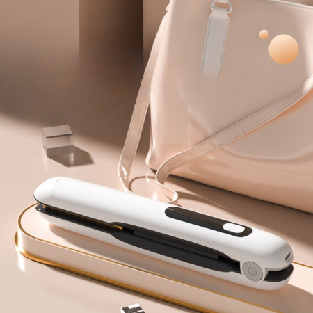 Placa de Par fara Fir, Cyrax, Adaptor Tip C, 4 Trepte de Temperatura, Tensiune 5V, Capacitate Baterie 5000 mAh, Indreptat, Ondulat, 23.5x3.3x4.5 cm, Alb