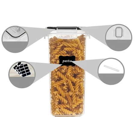 Cutii de depozitare alimente, Cyrax, Set din 7 Cutii pentru Condimente, Cereale, Cutii pentru Bucatarie, din Plastic PP, Cutii Alimentare, Diferite Dimensiuni, Transparente