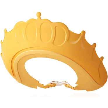 Cyrax Viziera de Protectie Baie Pentru Copii, Fippy, Model Coronita, Dimensiune ajustabila, Durabil, Usor de curatat, Impotriva Samponului, pentru Ochi si Urechi, TPE+PP, 24x22 cm, Galben