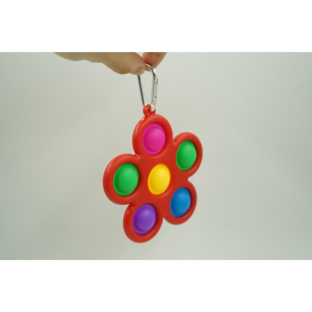 Cyrax Jucarie Push Pop Bubble Fidget, Pop It, breloc antistres, Floare, Multicolor/Rosu