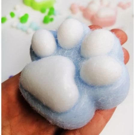 Jucarie Interactiva Squishy, Cyrax, Model Cat Paw, Squeeze Pinch Family, Revenire Lenta, din TPR, +3 Ani, 7.5 cm, Textura Puf, Albastru