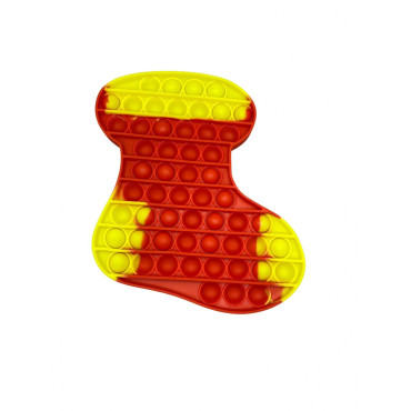 Jucarie antistres din silicon, Cyrax, Pop It Now and Flip It, Ciorap Craciun, Rosu/Galben