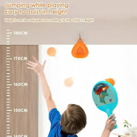 Set 2 Palete de Tenis de Masa, Cyrax, pentru Copii, Design Animat, Tematica Astronauti, Accesoriu de Agatat Inclus si 2 Mingi, Albastru