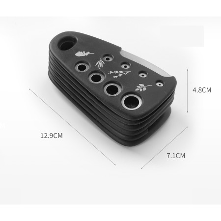 Set 6 in 1 mini ustensile bucatarie Cyrax, taietor pizza, cutit, curatator, razatoare, desfacator, presa usturoi, manere din ABS, lame ascutite din otel inoxidabil, 7.1 x 12.9 x 4.8 cm,  negru