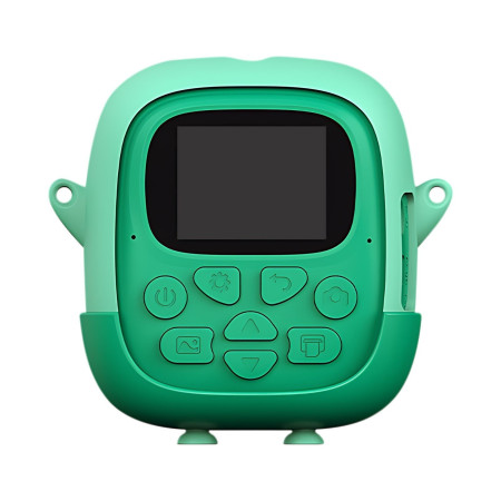Camera Instantanee pentru Copii, Cyrax, cu Functie de Printare, Cablu USB-C, Bluetooth, Compatibil iOS/Android, Camera Frontala + Selfie, Model Iepure, Snur Inclus, Verde