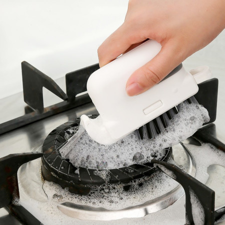 Perie Multifunctionala 3 in 1 de Curatare,  pentru Bucatarie, Vesela, Geamuri, Cap Detasabil, 9x15x2.5 cm, Gri