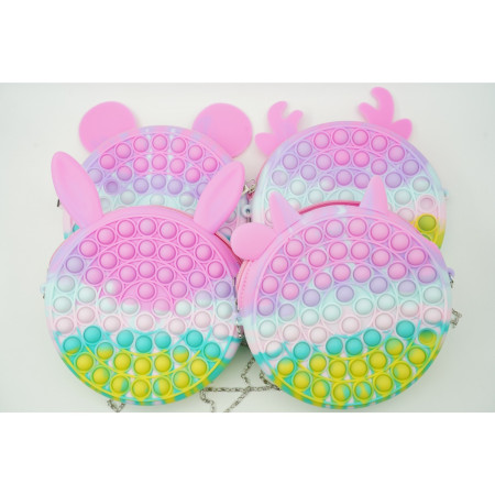 Jucarie antistres din silicon Cyrax, Pop it Now and Flip It ,Geanta ,Multicolor