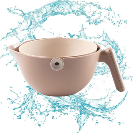 Bol cu Doua Straturi, Cyrax, pentru Fructe, Legume, cu Cos de Scurgere a Apei, 2L, din ABS+PP, 29.9 x 22.5 x 11.8 cm, Maro