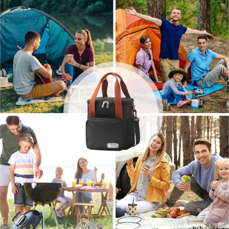 Geanta Termo-Izolanta, Cyrax, Multifunctionala, 1 Compartiment Principal, 1 Buzunar Lateral Exterior, Impermeabila, Manere si Bretea de Umar, 25x22x15 cm, Negru