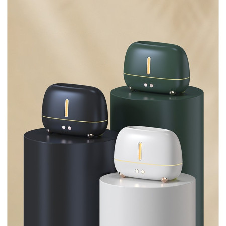 Umidificator de tip flacara,  cu aromaterapie, 7 culori, 250 ml, verde