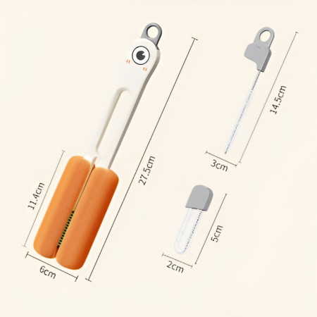 Perie de Curatat Pahare, Cani, Sticle, Cyrax, cu Maner Lung si Burete, Accesorii pentru Spalarea Paielor si Capacelor, usor de Agatat, 27.5x11.4x6cm, Alb