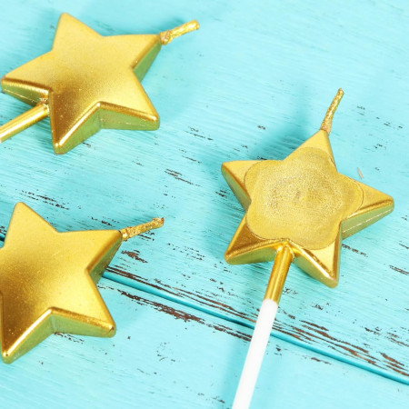 Lumanare de Tort, Cyrax, Model Steluta, Party, 8.5 x 3.2 cm, Auriu