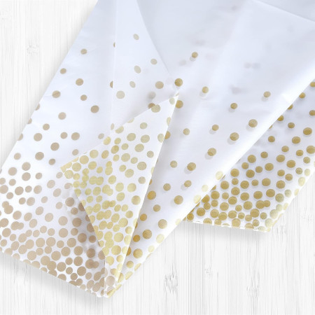 Fata de Masa, Cyrax, din PEVA, Imprimeu Buline, 137 x 274 cm, Impermeabila, Fara Pete, Curatare Rapida, Bej