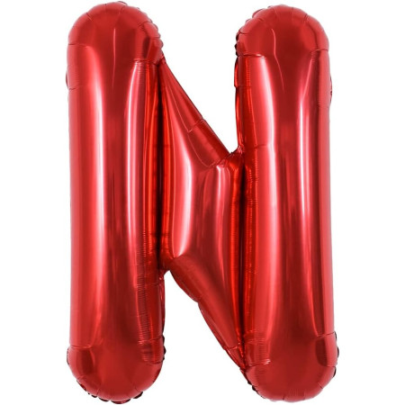 Balon Folie Metalizata Litera N, Cyrax, 40 cm, Umflati cu Heliu sau Aer, Ambalaj Individual, Pai inclus, Rosu