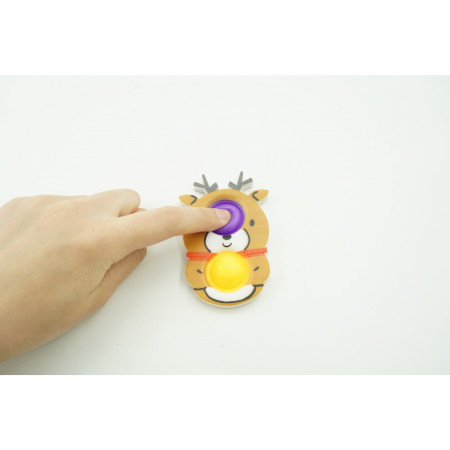 Cyrax Jucarie senzoriala antistres, Simple Dimple, Breloc cu 2 bulinute, Ren, Multicolor