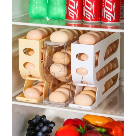 Suport Organizator pentru Oua, Cyrax, pentru Frigiderul, Patru straturi,  32x20x7 cm, Transparent
