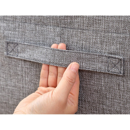 Cutie de Depozitare Pliabila,  66 L, din Bumbac si In, 50x40x33 cm, Fereastra Frontala, 2 Usi de Acces cu Fermoar Bidirectional, Cadru Metalic, Suport Baza Stabil din Plastic, Gri