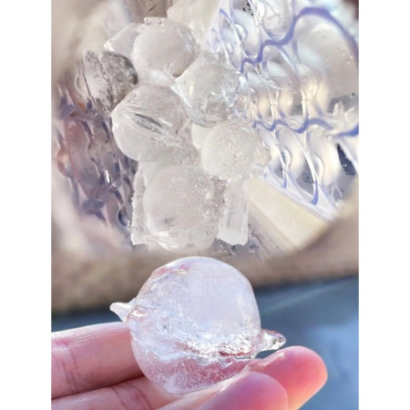 Aparat de gheata portabil 2 in 1, Cyrax, tava din sticla, diametru 3 cm, multifunctional, 17 cuburi de gheata, 27,5 x 11,4 x 5,5 cm, culoare alb gri