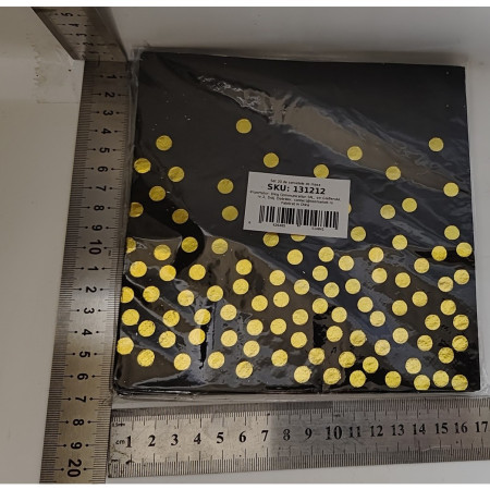 Set 20 de Servetele de Masa, Cyrax, Imprimeu cu Buline Aurii, din Hartie, 17 x 17 cm, Negru