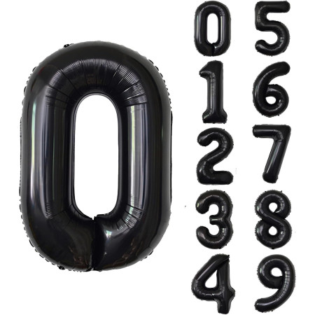 Balon din Folie Metalizata, Cyrax, Figurina Cifra, Tema Aniversare 100 cm, Ambalaj Individual, Pai inclus, Umflare cu Aer sau Heliu, Negru, Cifra 0