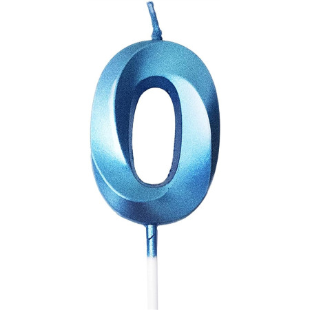 Lumanare Cifra 0, Cyrax, Model Diamond, 5 x 3.4 cm, Albastru