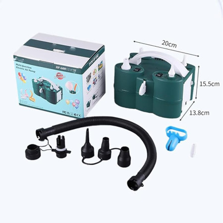 Pompa Electrica de Umflat Baloane, Cyrax, cu Doua Iesiri, Accesorii Incluse, 220V, Putere 600W, Accesorii petrecere, Verde