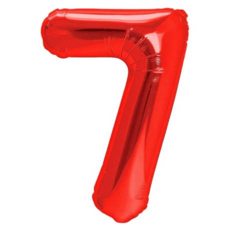 Balon din Folie Metalizata, Cyrax, Figurina Cifra, Model 7, Tema Aniversare 40 cm, Ambalaj Individual, Pai Inclus, Umflare cu Aer sau Heliu, Rosu