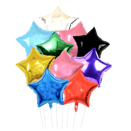 Balon din Folie Metalizata, Cyrax, Figurina Stea, Model Simplu, Tematica Aniversare, 40 cm, Ambalaj Individual, Pai Inclus, Umflare cu Aer sau Heliu, Rosu