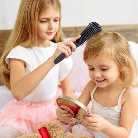 Perie Flexibila, Cyrax, pentru Descurcat Par Cret/Umed si Uscat, 8 Brate Mobile, din TPE, 24.5 x 4.5 x 2 cm, Negru