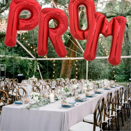 Balon Folie Metalizata Litera R, Cyrax, 40 cm, Umflati cu Heliu sau Aer, Ambalaj Individual, Pai inclus, Rosu